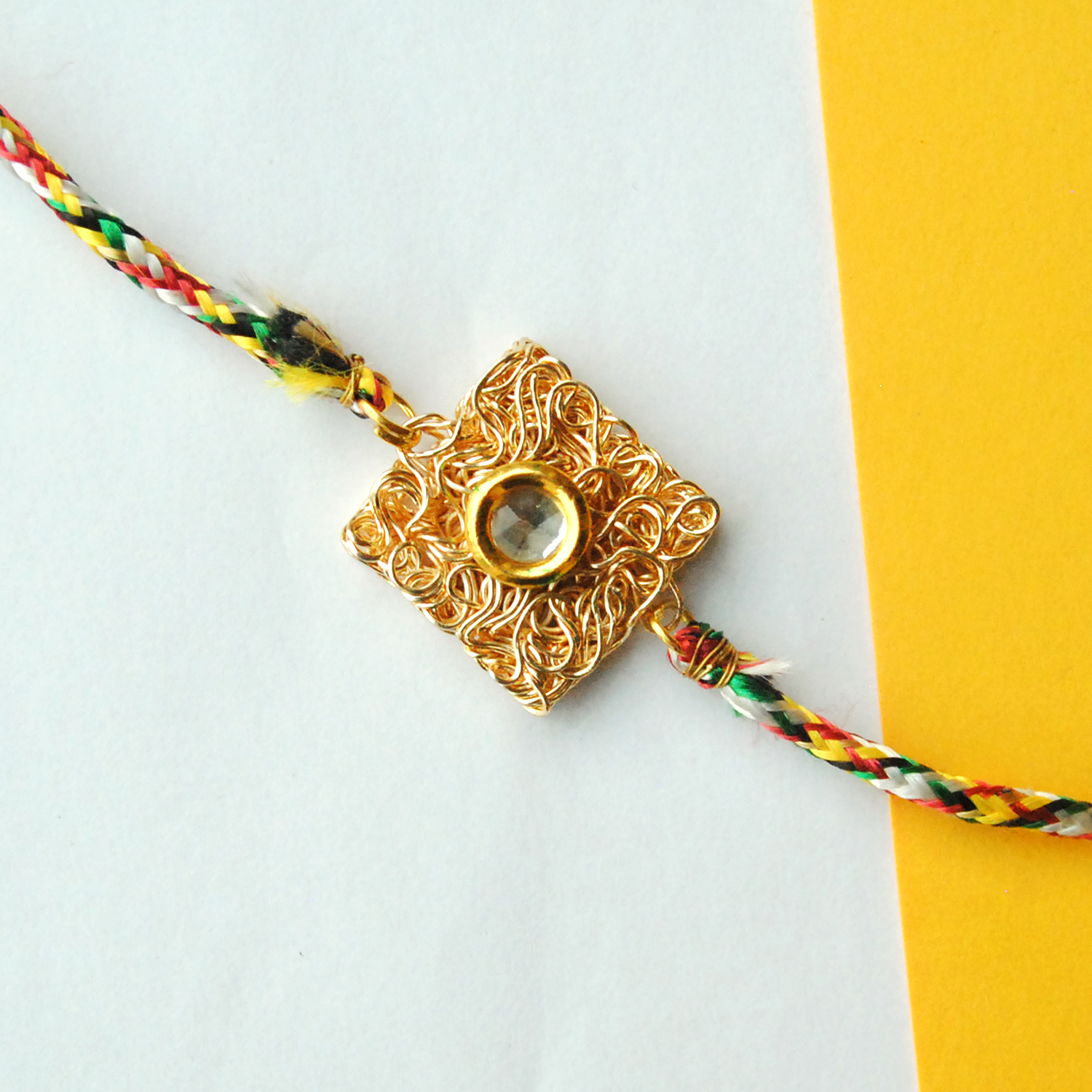 Square Mesh Rakhi with Roli Chawal