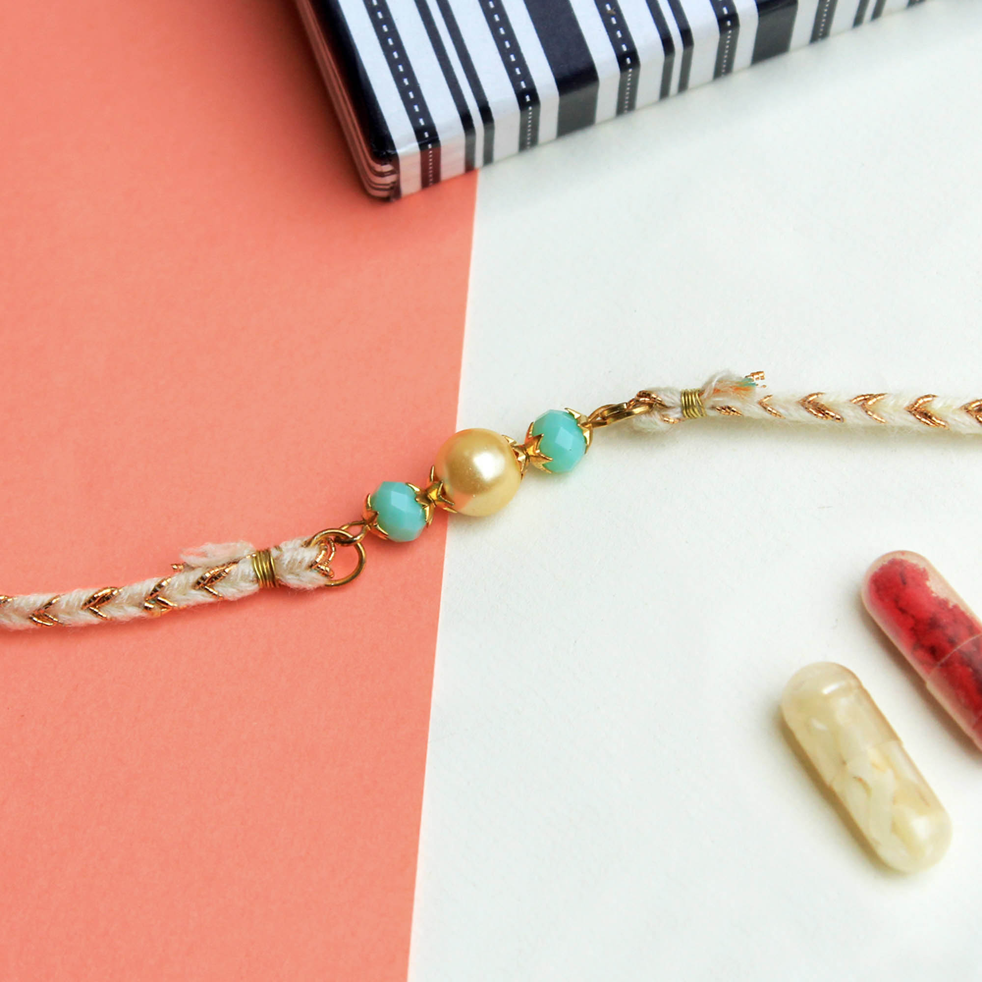 Joyful Beads Rakhi with Roli Chawal