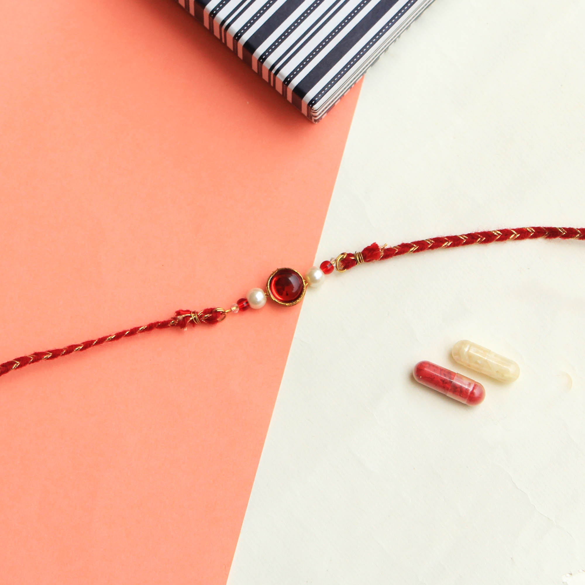 Classic Red & Gold Rakhi with Roli Chawal