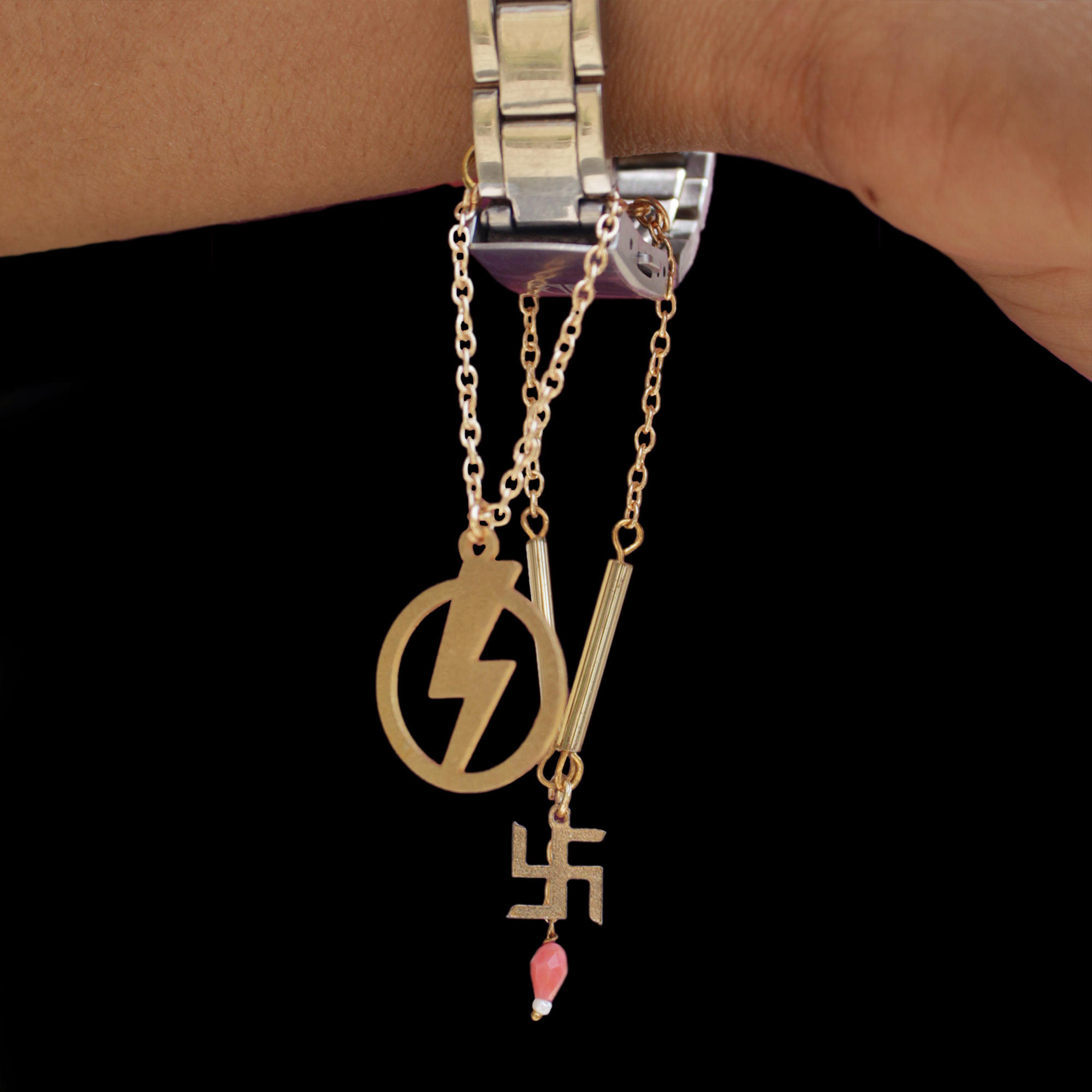 Swastik And Lightening Set Of 2 Watch Charms
