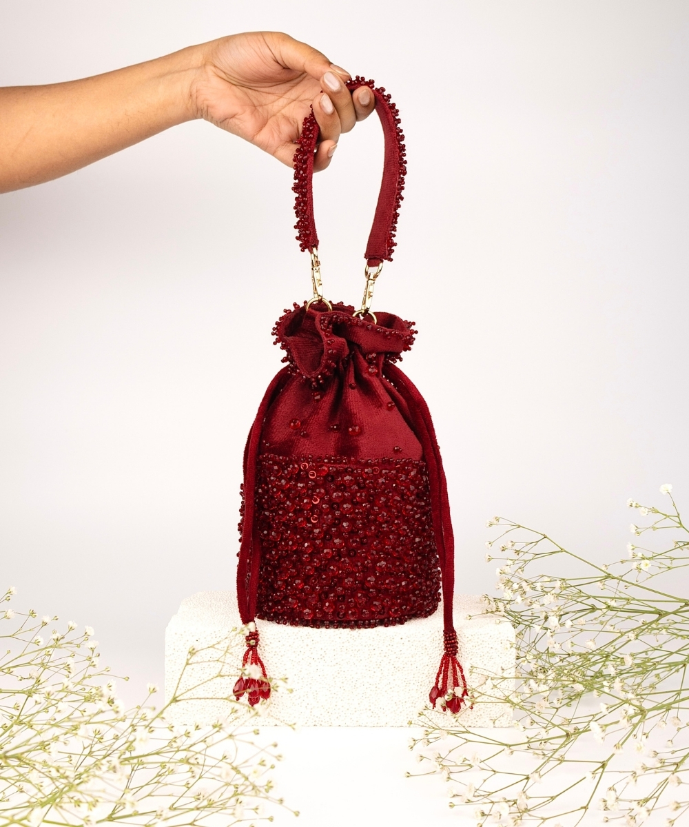 Zaria Maroon Crystal Bag