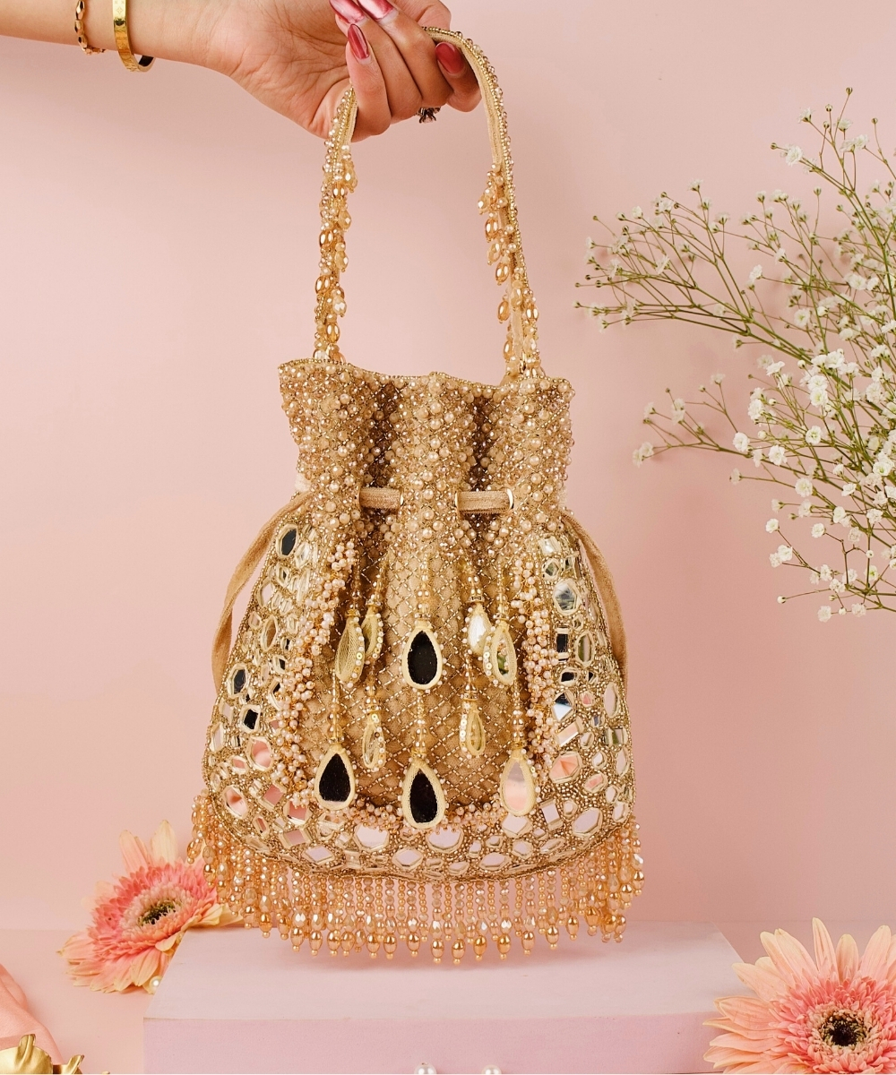 Tarah Gold Mirror Potli