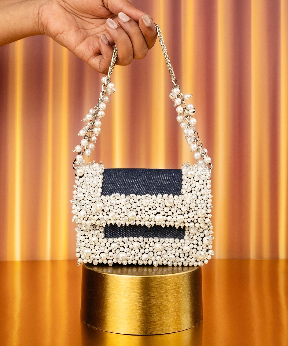 Elana Denim Pearl Bag