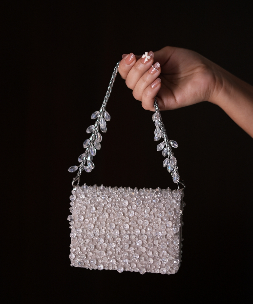 Kiyara Silver Suede Bag