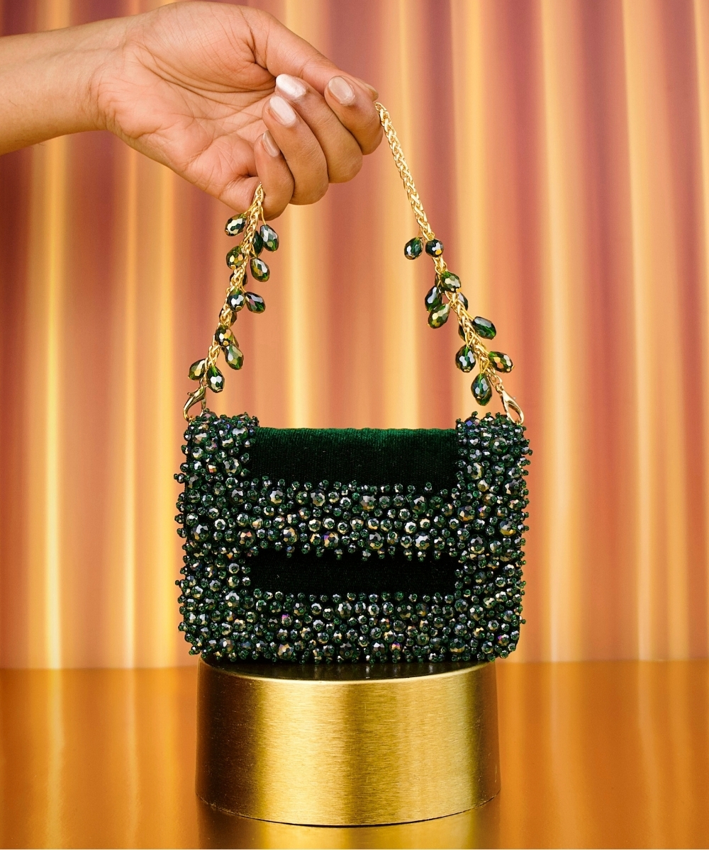 Elana Green Embellished Bag