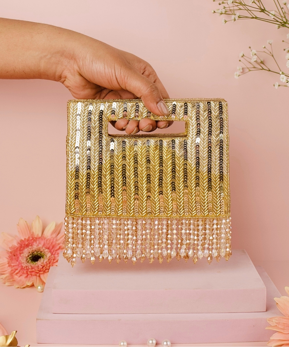 Ayla Suede Embellished Clutch