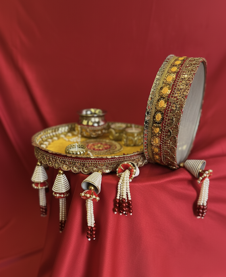 Royal Yellow Karwa Chauth Thali Set