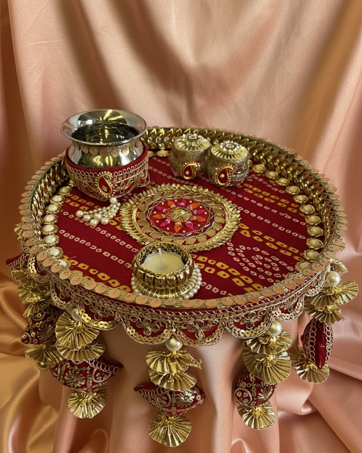 The Pink Glamour Karwa Chauth Thali Set