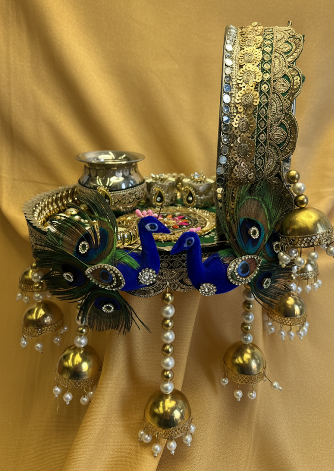 Pearl & Peacock Karwa Chauth Thali Set
