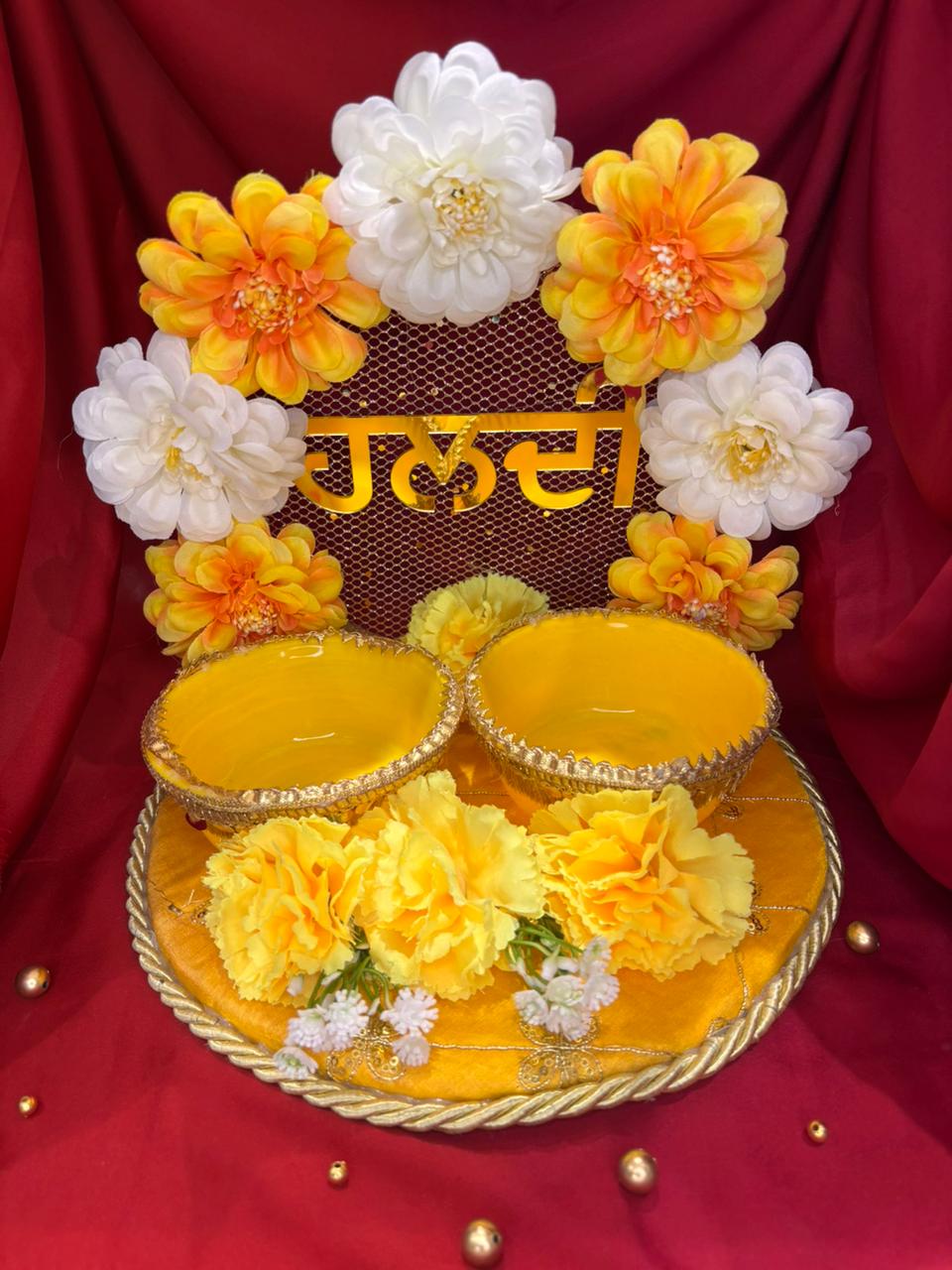 Floral Net Haldi Platter