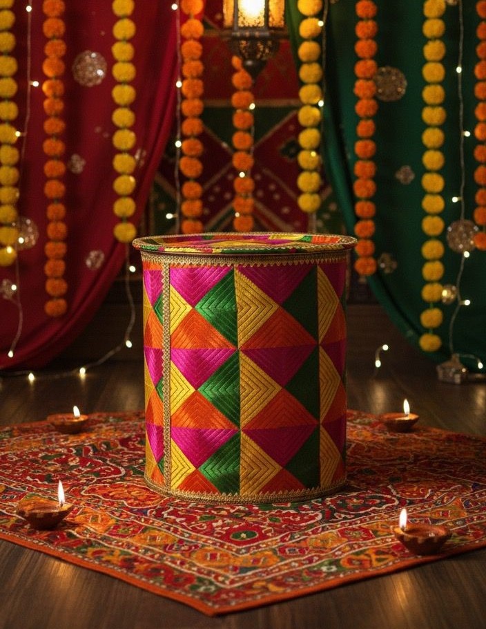 Big Phulkari Multi-Use Drum 