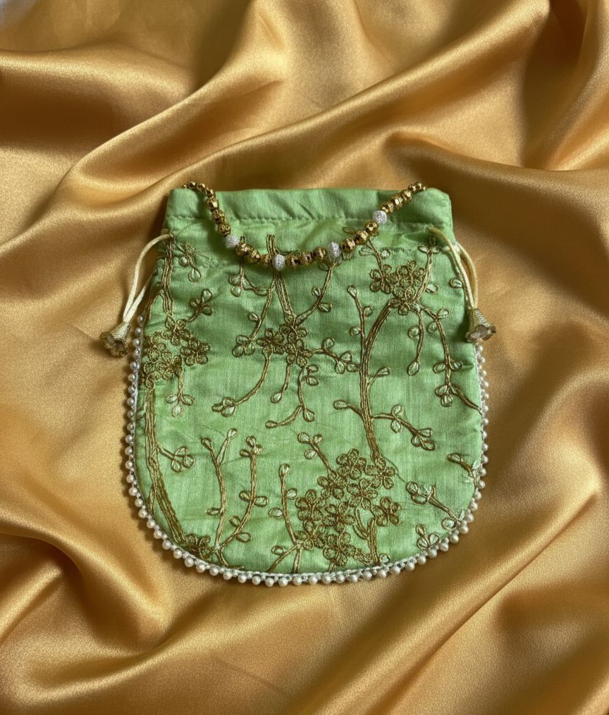 The Green Blossom Designer Potli