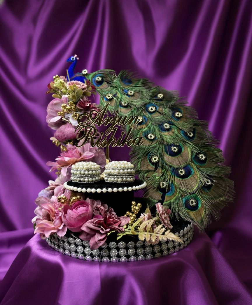 Royal Pink Peacock Ring Tray