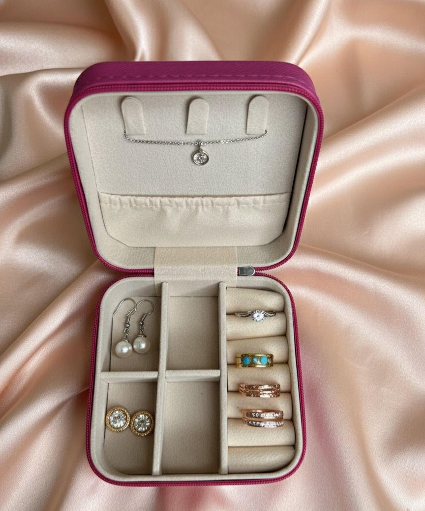 Dark Pink Velvet Jewellery Box