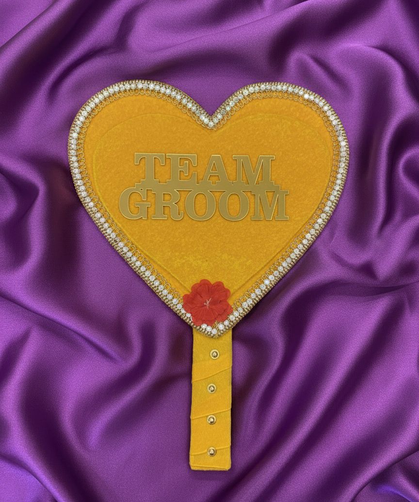 Team Groom Heart Velvet Handheld Prop