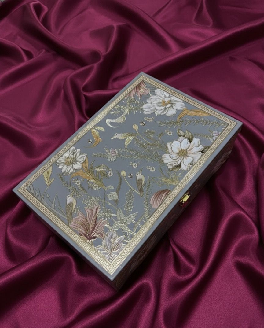 Grey Luxury Floral Bhaji Box